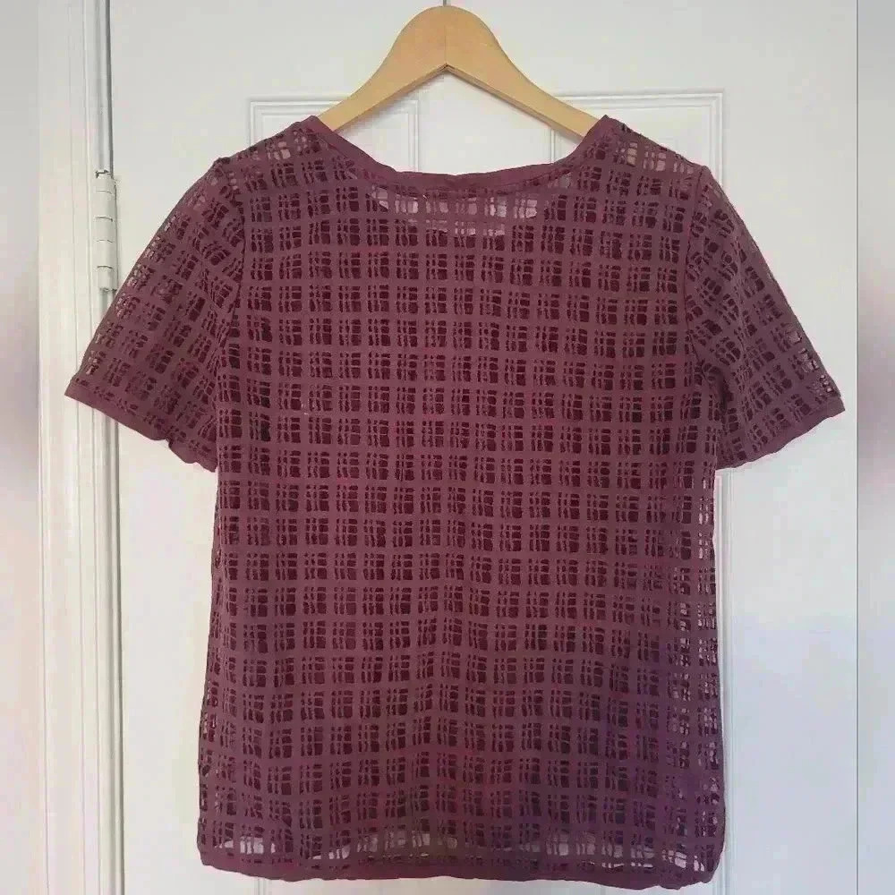 Purple LOFT Grid Design Shell T-Shirt